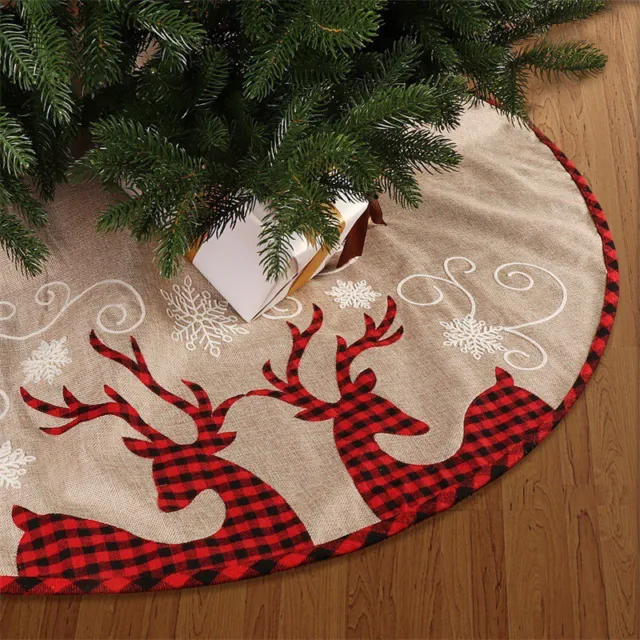Falda de árbol de Navidad 32 pulgadas, copo de nieve-reno, falda de árbol de Navidad 3473