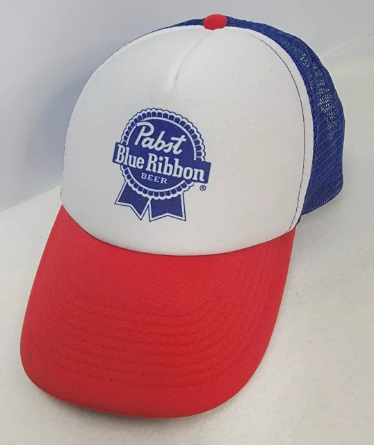 Pabst Blue Ribbon Mesh Trucker Cap Hat TERRY CLOTH COMFORT STRIP  Vintage