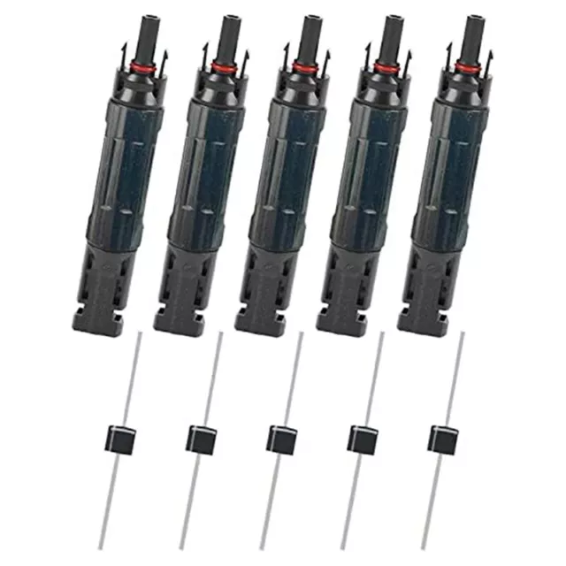 5 PCS PV Solar Panel Connector Male/Female Built-In Diode Inline Fuse Solar8453