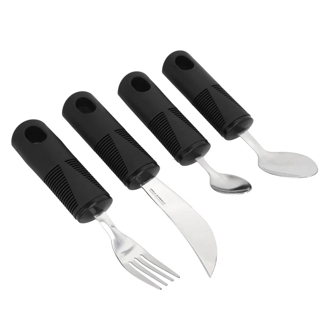 4 pz Parkinsons Utensili Gomma Manico Senza Slip Forcella Cucchiaio Acciaio Inox Kn GF0