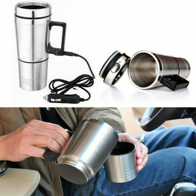 12V Stainless Steel Car Heating Cup Milk Water Tea Coffee Bottle Warmer Heated