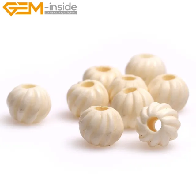 Big Hole Carved Bone Beads For Jewelry Making Wholesale Carving GI, Size Pick