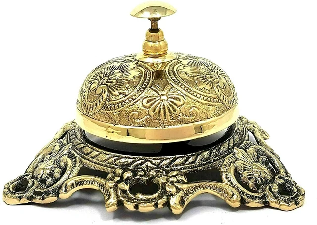 Campana de escritorio adornada náutica de latón, campana de llamada,...