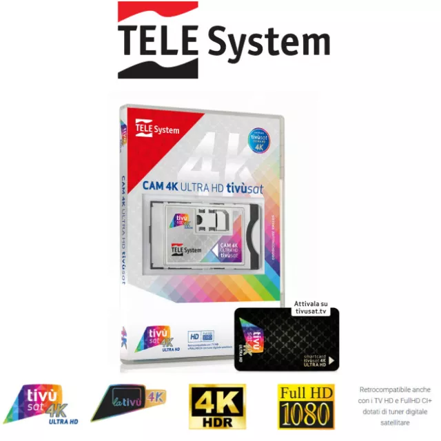 Telesystem TivùSat 4K ULTRA HD CAM + Pre Activated Smartcard