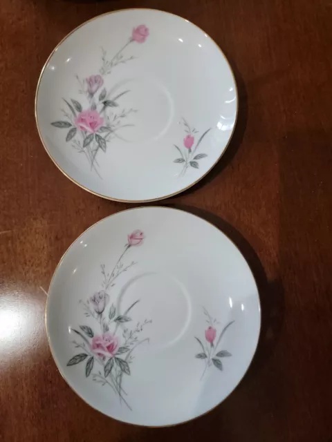 6 Pcs Vtg Golden Rose Fine China of Japan 2 Fruit Bowls 2 Saucers 2 Bread Plates 3