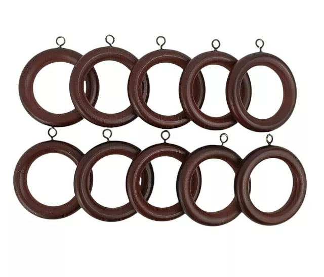 Wooden Curtain Rings x 10 Mahogany Brown Vintage Craft Boho Décor Macramé Eyelet