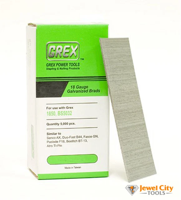 Grex 18 Gauge F32 1-1/4" long Galvanized Brad Nails 5M per box GBN18-32
