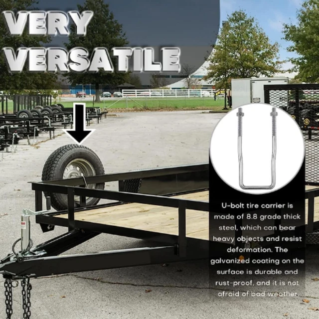 UBOLT SPARE TIRE Carrier Holder Bracket Side Mount 4 or 5 Lug Zinc