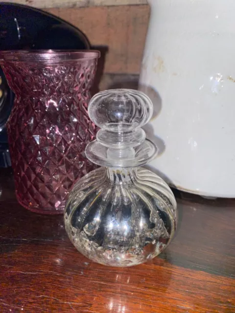 French Vintage Style Perfume Bottle & Pretty Pink Glass Jar Vase Pot Shabby Chic 3