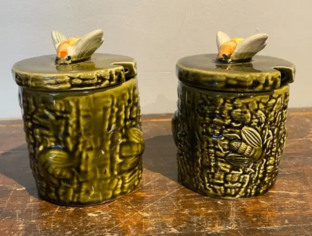 Pair of SECLA Portugese Bee Honey Jars x 2 - GREEN