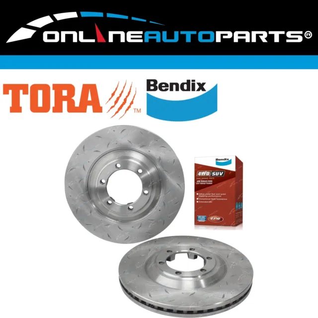 Front Slotted Drilled Disc Brake Rotors + Bendix Pads for Colorado RG & 7 12~
