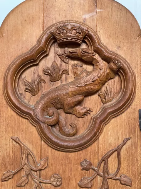 Stunning Thick Gothic Mythological Door panel with dragon/lizard/gargoyle 9