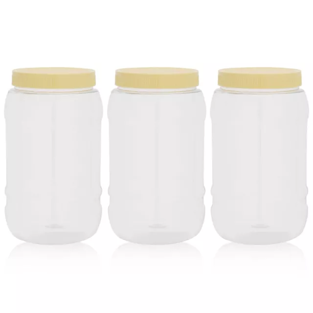 Plastic Jar Lid 2L Storage Container Airtight Lid Kitchen Foods Spices Set of 3