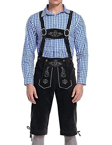 GloryStar Lederhosen Men German Bavarian Oktoberfest Leather Trousers Costume...