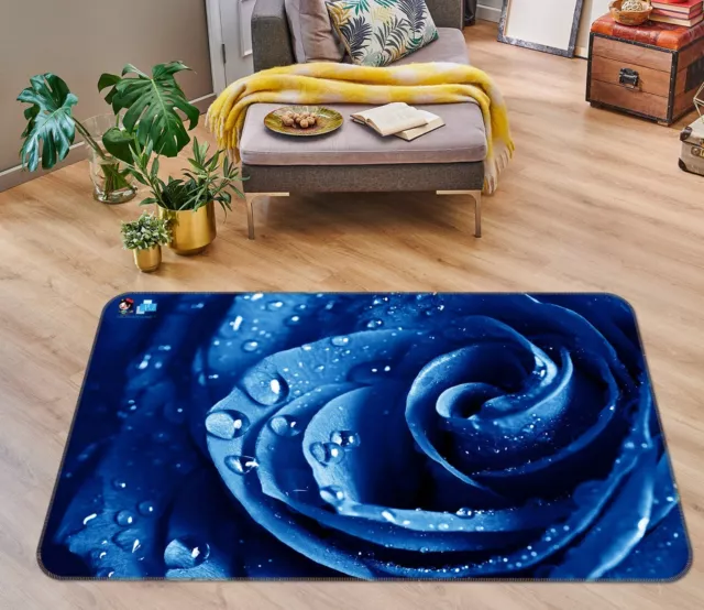 3D Dark Blue Rose Flower NBC633617 Game Rug Mat Elegant Photo Carpet Mat Romy