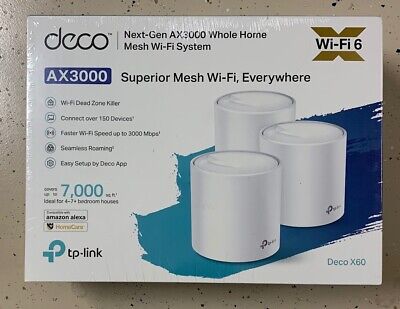 3 Pack TP-Link Deco X60 WiFi 6 AX3000 Whole Home Mesh Wi-Fi System