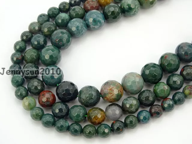 Natural Blood Stone Gemstone Faceted Round Beads 15'' 4mm 6mm 8mm 10mm 12mm