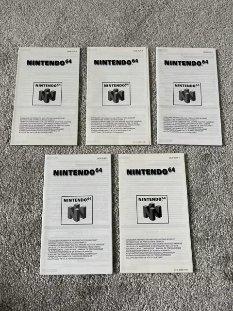 5 X Nintendo N64 Consumer Information and Precautions Leaflet Booklet NUS-EUR-3