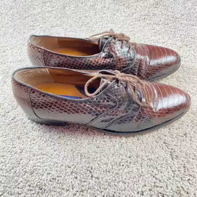 GIORGIO BRUTINI DRESS Shoes Mens 9M Genuine Snake Skin Wing Tip Brown ...