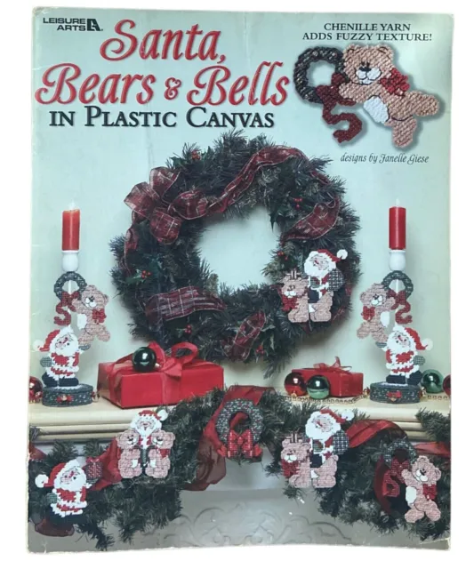 Patrones de lona de plástico de Leisure Arts Santa, osos y campanas ¡Envío gratuito!