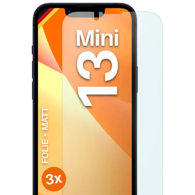 3x Schutzfolie Matt für Apple iPhone 13 mini Displayschutz 4H Dünn Anti Reflex