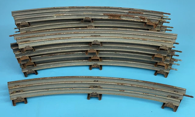 LOT OF 10 Lionel NY O Scale Gauge Silver Rusty 3 Rail Curved Train Track Vintage
