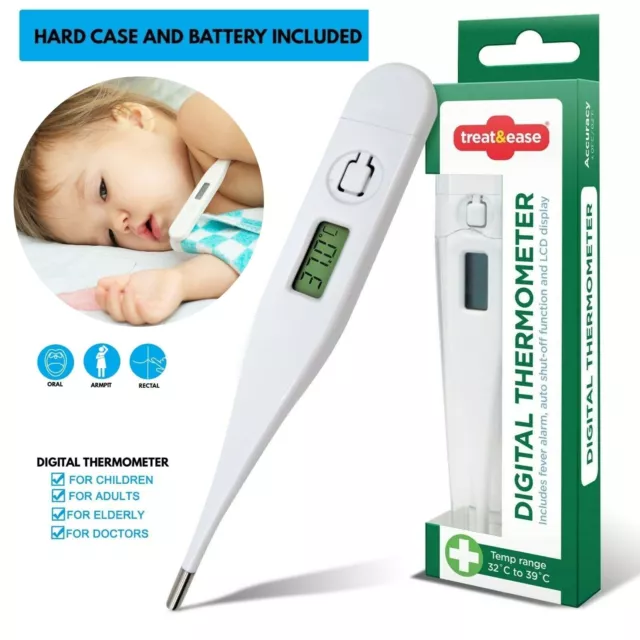 Digital Thermometer Medical LCD Audible Alarm Baby Adult Oral Ear Body Arm Fever