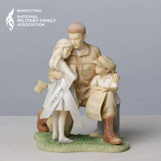 Foundations Male Soldier With His Son And Daughter Hugging Figurine Army 4033864