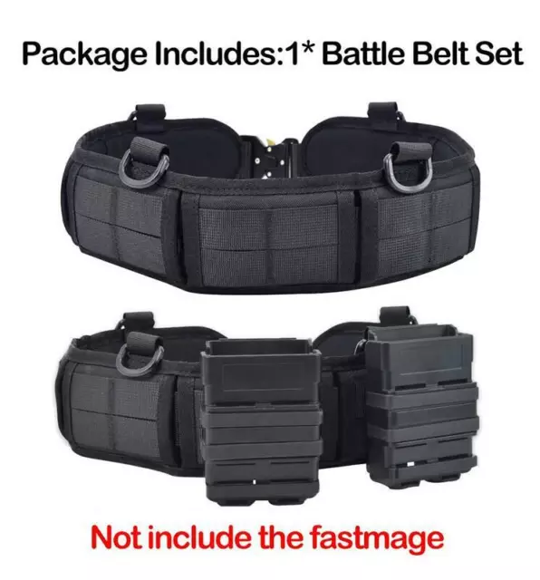 Tactical Molle Waist Belt Military Padded Patrol War Combat Army Battle Web Belt