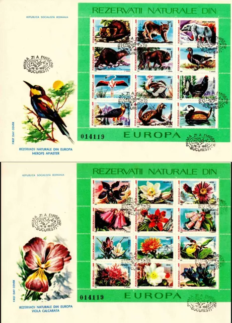ROMANIA 1987 Animals, Fauna, Flowers, FDC