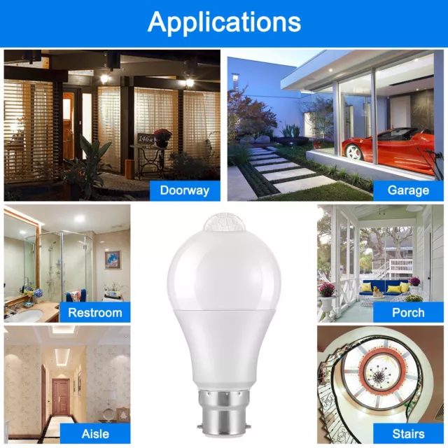 2/4X E27 B22 PIR Auto Sensor Motion LED Light Bulbs 12W Globe Energy Saving Lamp 2