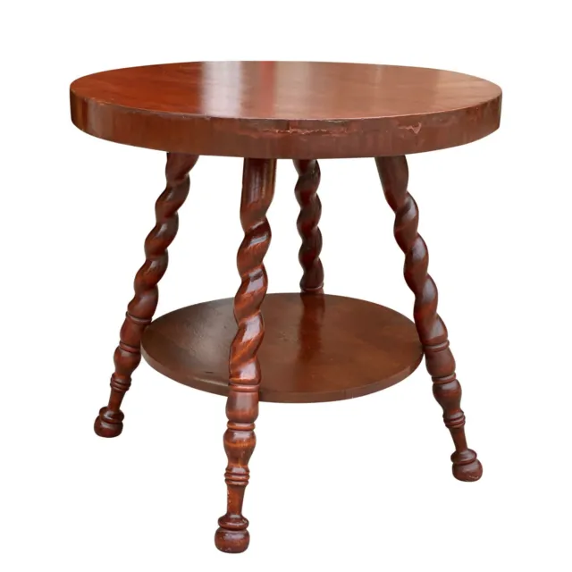 Antique Victorian Carved Mahogany Barley Twist Round Parlor Table