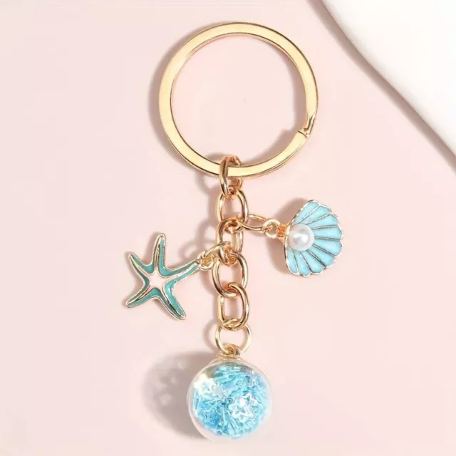 Starfish Shell Keychain Cute Animal Summer Key Chain Ring Purse Bag Backpack UK