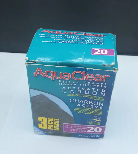 Insertos de carbono activado Aquaclear 20, medios de repuesto de filtro de acuario, paquete de 3