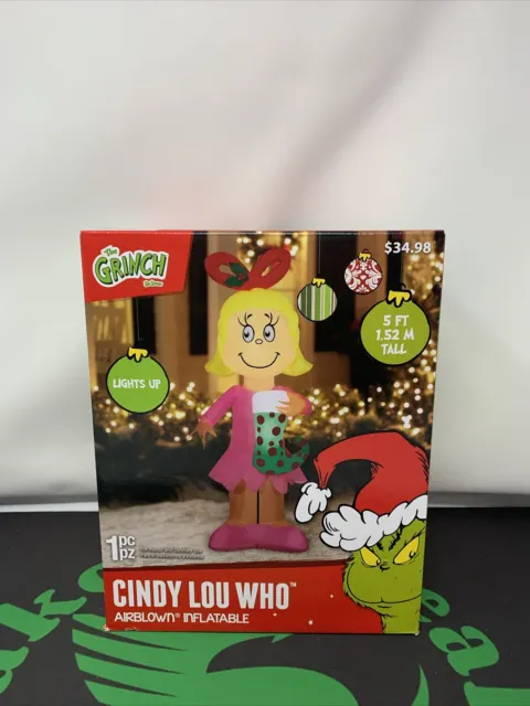 The Grinch Cindy Lou Who Dr. Seuss 5’ Christmas Airblown Inflatable Decor Gemmy
