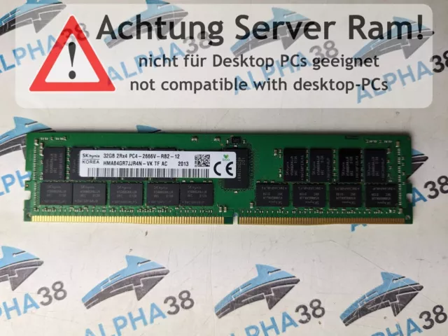 SK Hynix 32 GB DDR4-2666 PC4-21300V-R HMA84GR7JJR4N-VK 2Rx4 1.2 V Server RAM