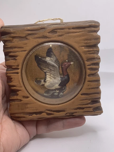 Vintage enesco japan Duck Mallard Diorama Small Wall Art 4”- 4”