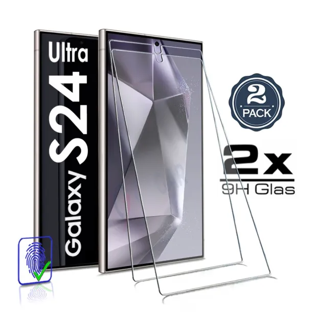 2X für Samsung Galaxy S24 Ultra - Panzerfolie Echt Glas Vollkleber 9H Schutzglas