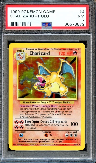 PSA 7 Charizard Base Set 4/102 Unlimited Pokemon Card Near MINT Holo