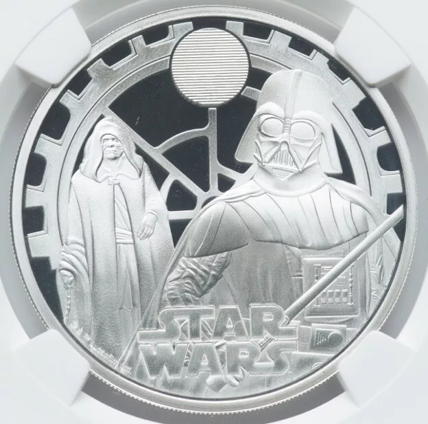 NGC PF70 STAR WARS Darth Vader Emperor Palpatine 1 Oz SILVER Coin G BRITAIN 2023