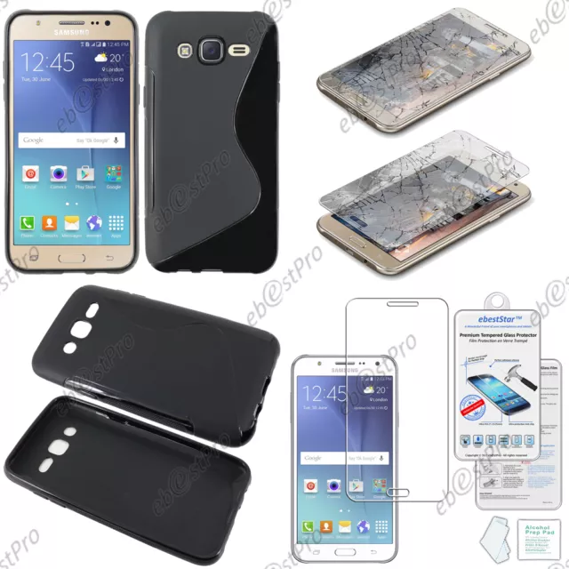 Housse Coque S-line Gel Noir pour Samsung Galaxy J5 SM-J500F +Film Verre Tremp�