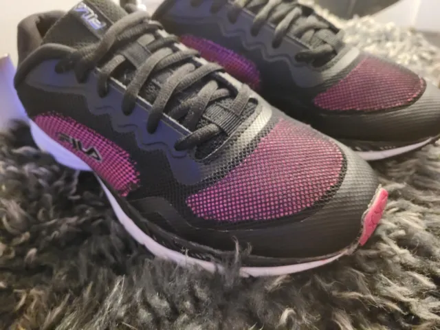 Womens FILA Black Pink Running Walking Shoes Sneakers Size 8 Comfort
