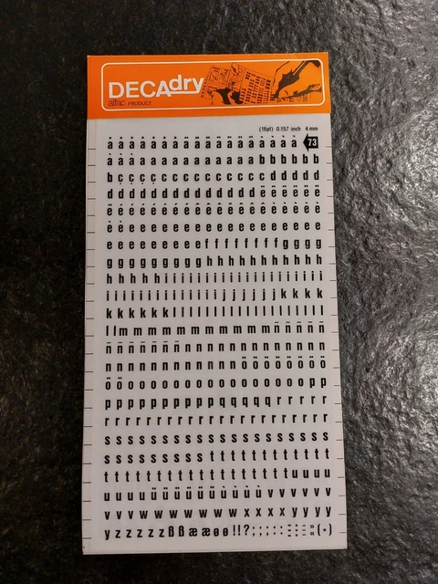 Lot De 5 Chiffres Transfert DECADRY - Noir | 4mm | Feuille Unique | Pour Marquage & Bricolage