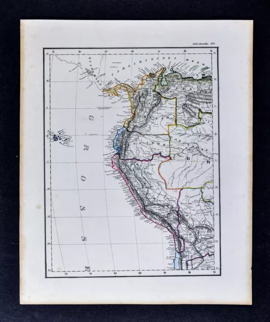 c1850 Flemming Map Colombia New Granada Ecuador Peru Brazil Cuzco South America