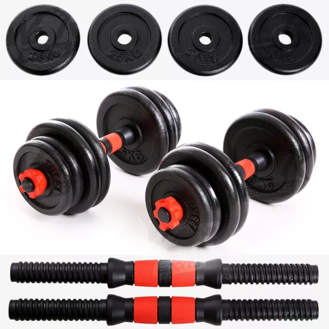 Adjustable Cast Iron Dumbbell Set 15kg, 20kg, 25kg, 30kg Fitness Gym Exercise