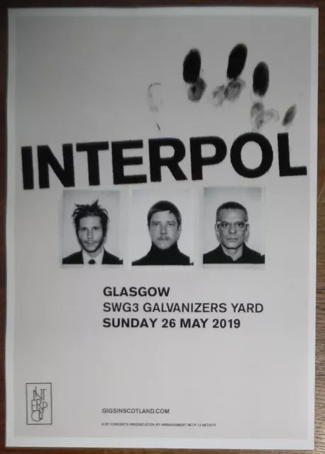 Interpol - live band music show May 2019 promotional tour concert gig poster