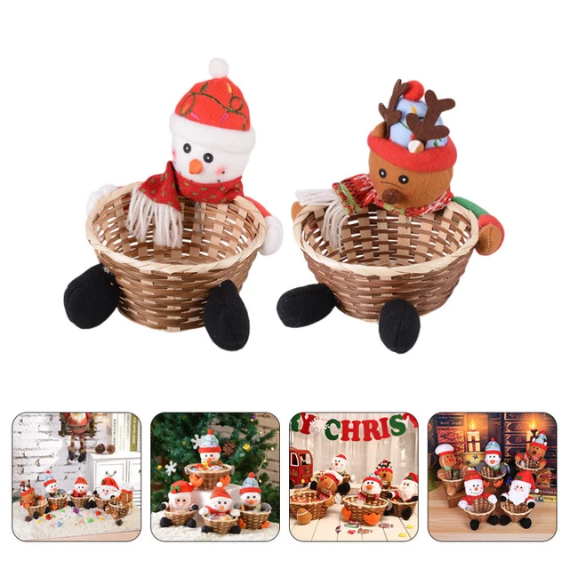2 piezas cestas de pan tejido cesta de regalo de Navidad contenedores de comida portátiles