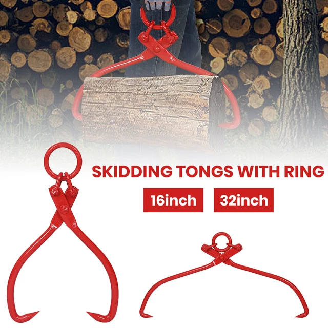 Skidding Tongs with Ring Red 16/32" Steel Log Lifting Dragging Durable Tool New