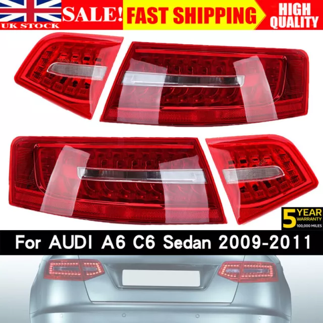 4 x LED Rear Outer Inner Tail Light Lamp For Audi A6 S6 2009-2011 Left+Right UK