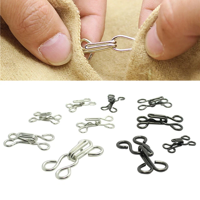 100 piezas Sujetador Conector Hebilla Cuello Gancho Costura Ganchos Ojos Cierre Chaqueta Herramientas
